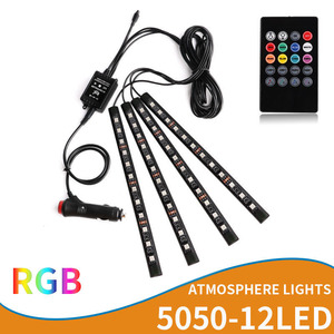 9 <span class=keywords><strong>LED</strong></span> Xe trang trí <span class=keywords><strong>LED</strong></span> Strip Lights App RGB 5050 <span class=keywords><strong>Led</strong></span> xe nội thất ánh sáng tự động <span class=keywords><strong>LED</strong></span> môi trường xung quanh xe chân ánh sáng - Product Image 5