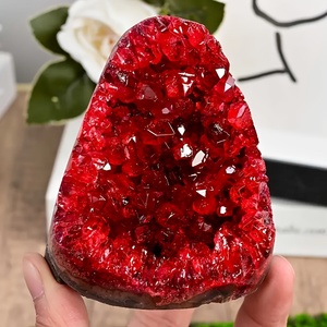 Phong thủy tinh thể đá thô Cụm mẫu vật khoáng sản Màu Đỏ geode thạch anh đỏ cụm tinh thể - Product Image 6