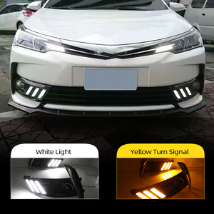 Toyota Corolla 2017 2018 için araba Led gündüz farları sis lambası kapağı 12V DRL sarı dönüş sinyal ışıkları - Product Image 2
