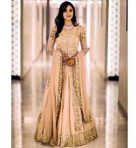 ATIYA LIBAS hermoso Color indio/pakistaní hasta el suelo chaqueta Lehenga vestido pesado Zardozi bordado Material de acetato - Product Image 5