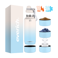 Bouteille d'eau sport isolée en acier inoxydable à double paroi, sans BPA, très vendue, 2 en 1, avec compartiment de rangement inférieur