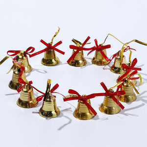 Grosir Lonceng Natal Vintage 12pcs Warna Emas dengan Pita, Hiasan Lonceng Pohon Natal, Dekorasi Natal - Product Image 4