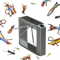 Barrière piétonne à trois bras avec contrôle d'accès par cartes RFID pour centres de fitness, porte tournante trépied anti-pincement, protection IP33