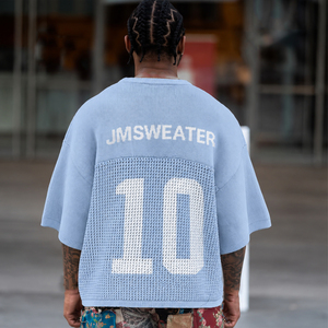 Maglia da Calcio Personalizzata a Maniche Corte a Righe in Mesh OEM, Maglia da Football Lavorata a Maglia in Cotone all'Uncinetto, T-Shirt, Maglione - Product Image 3
