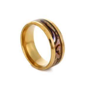 Bán buôn thời trang thép không gỉ dát bào ngư <span class=keywords><strong>Shell</strong></span> <span class=keywords><strong>Ring</strong></span> 18K vàng-mạ Chất lượng cao Wedding engagement Party Jewelry Quà Tặng - Product Image 6