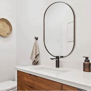 Produits tendance 2025 Miroir d'habillage ovale à cadre en aluminium pleine longueur Miroir de sol doré avec couverture complète Meubles de salon personnalisés - Product Image 6