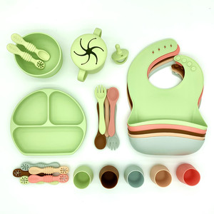 Limpia fácilmente el juego de alimentación para el destete del bebé, utensilios para comer de entrenamiento infantil sin BPA, juego de alimentación de bebé de silicona - Product Image 3