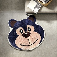 Tapis personnalisé en forme de tête d'ours de dessin animé, tapis doux en peluche bleu, tapis d'appoint pour animaux, tapis antidérapant pour la décoration de la chambre d'enfant
