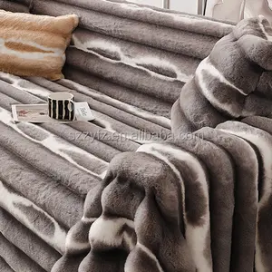 Factory Production And Sales Warm Luxury Printed Rabbit Fur Fabric Hot Sale Warm Rabbit Fur Fabric