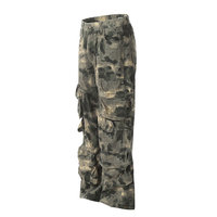 Pantalon cargo vintage multi-poches camouflage délavé pour hommes et femmes, coupe droite ample, style Rick, taille plus, 100% coton