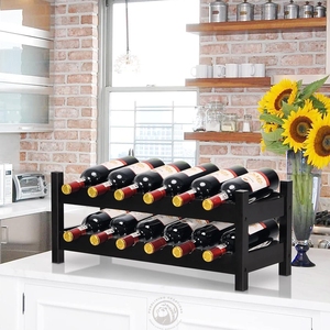 High Quality 2-Tier Bamboo Wine Rack Water Bottle Organizer Solid Wood with Modern Design <strong>Adjustable</strong> Home <strong>Furniture</strong> <strong>Low</strong> <strong>Price</strong> - Product Image 2