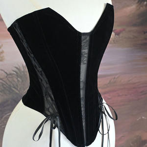 Corsetto <span class=keywords><strong>Top</strong></span> taglie forti da donna Bustier Overbust maglia <span class=keywords><strong>Sexy</strong></span> Vintage vittoriano medievale moda nero velluto ricamato corsetto di pizzo - Product Image 2