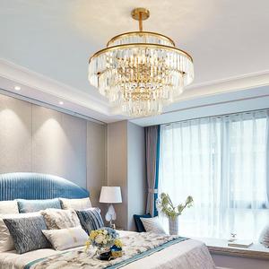 Lampadario rotondo moderno luminari per soggiorno rotondo Hang Crystal Dining Room Muti Layers Light Fixture per soffitto - Product Image 2