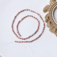 Perles de riz en spirale de couleur naturelle irrégulière de 2,5-3 mm, perles d'eau douce naturelles sans noyau, brin DIY, environ 34 cm avec 80 perles