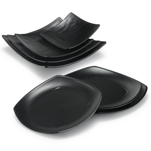 <b>Black</b> Square Melamine <b>Plate</b> For Steak And Seafood Restaurant Use Party Serving Dish Solid Color Durable Tableware - Product Image 2