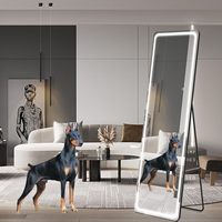 Cermin Rias Besar Mewah Modern Persegi Panjang dengan Lampu LED Terang, Sensor Sentuh, Bingkai Aluminium, IP44