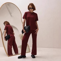 Nouvel ensemble tendance pour femme, vêtements de commerce extérieur, ensemble minimaliste uni à manches courtes et col rond