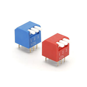 DPL-03 Kırmızı Renkli Uzun Aktüatörlü SPST Standart Piyano Tipi <span class=keywords><strong>3</strong></span> Pozisyonlu Altın Kaplama Terminalli Delikten Montajlı Dip Switch - Product Image 2