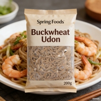 Nouilles Udon Cuites à Faible Teneur en Sodium, à Base de Blé Dur et de Sarrasin, en Sachet pour un Repas Sain