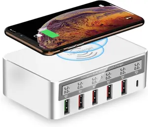 Station de charge rapide USB 100W à 6 ports avec QC 3.0 & PD compatible avec divers téléphones portables