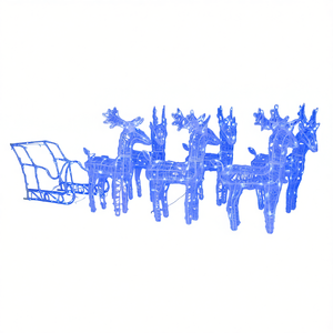 Renos y Trineo Navideños Inflables de Acrílico para Decoración de Jardín, Azules, con 320 Luces LED - Product Image 1