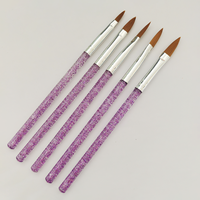 Kit professionnel de 5 outils de nail art en gros – Manche en plastique, stylos multifonctionnels à paillettes souples, pinceaux en nylon, liner ovale