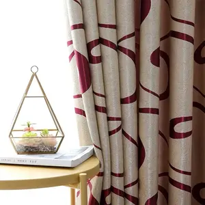 现成的窗帘供应商批发电动舞台窗帘100% 涤纶八角窗提花索环锦缎色织