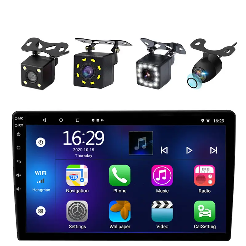 2 32GB Android 10 Version Autoradio-Player 9-Zoll-Multimedia-USB-Mikrofon GPS WIFI RDS FM-Autoradio