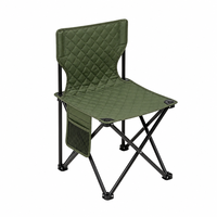 Chaise de camping pliable en tissu Oxford 600D rembourrée à double couche, couleur vert armée, avec poche latérale de rangement
