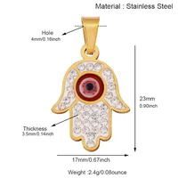 Pendentif Œil Turc en Acier Inoxydable 304, Breloque Porte-Bonheur Geste de la Main, Accessoires de Fabrication de Bijoux Bracelet et Collier R51
