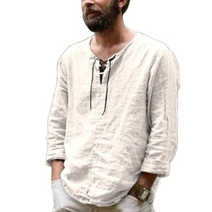 Chemise décontractée en <span class=keywords><strong>coton</strong></span> et en <span class=keywords><strong>lin</strong></span> pour homme, <span class=keywords><strong>Tee</strong></span>-<span class=keywords><strong>Shirt</strong></span> ample quatre saisons, manches longues, sexy, été, - Product Image 1