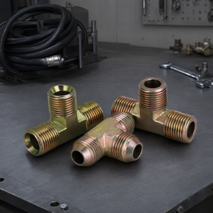 Raccord en T hydraulique à filetage mâle en acier au carbone pour tuyau hydraulique haute pression - Product Image 2