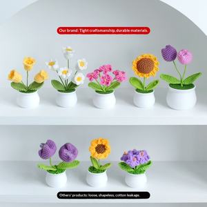 El Yapımı El Örgüsü Zambak Vadisi Saksılı Ev Süsleri Örme Yapay Çiçek Tığ İşi Buket Kurutulmuş Çiçekler Düğün - Product Image 2