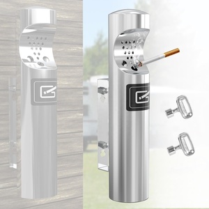 Support décoratif <span class=keywords><strong>extérieur</strong></span> avec grand <span class=keywords><strong>cendrier</strong></span>, cendriers extérieurs et réceptacles à cigarettes muraux, poste de fumeur mural - Product Image 1