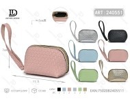 Portamonete da donna a mezza luna da 5 pollici in microfibra, pelle sintetica, con cinturino da polso e chiusura a cerniera, colore unico, per tutte le stagioni - Product Image 1