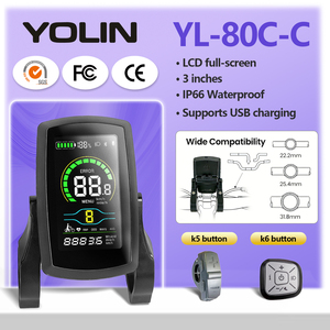 <span class=keywords><strong>Écran</strong></span> e-bike YOLIN-80C, 24V/36V/48V/60V, compteur de <span class=keywords><strong>vélo</strong></span> étanche avec vitesse, pour vélos et vélos <span class=keywords><strong>électrique</strong></span>s. - Product Image 1