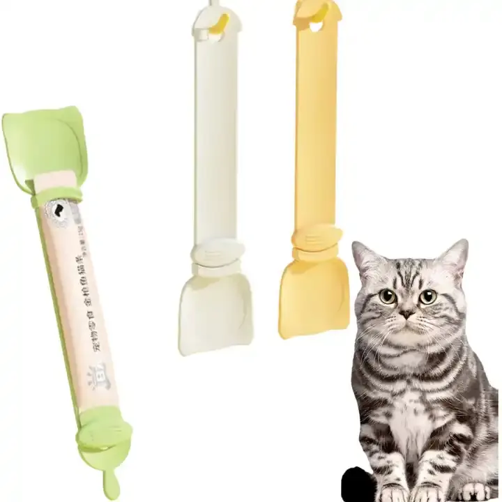 Yeni kedi şerit sıkmak kaşık kalça aperatifler otomatik köpek pet gıda davranır besleme kedi tedavi kaşık besleyici kediler için