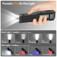Torcia LED Ricaricabile con Indicatore Batteria, Doppio Interruttore, Sottile e Piatta, Torcia Tascabile, Luce da Lavoro Portatile, Luce per Ispezione USB