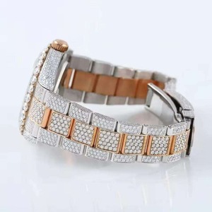 Reloj de Lujo con Incrustaciones de Moissanita, Cuarzo, Acero Inoxidable, Esfera Redonda, para Hombre - Product Image 1