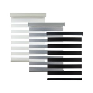 Stores verticaux de fenêtre de décoration intérieure intelligente Double <span class=keywords><strong>bande</strong></span> Alexa électrique motorisé en polyester occultant motif zèbre moderne - Product Image 1