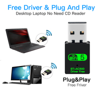 Adaptador Wifi USB de 600Mbps con Receptor Wifi RTL8821CU, Dongle Wifi 2 en 1 con Bluetooth
