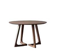 Table de salle à manger, table basse, table de poker, console, table d'appoint, table de thé, en bois massif, ronde, 120 cm, couleur noyer américain, style moderne STG Custom