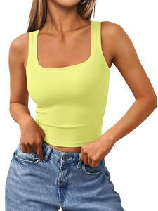 Wholesale Women's <b>Sleeveless</b> Workout Tank Tops Square Neck Cropped Ribbed Camisole for Fitness & Casual Wear - Product Image 4