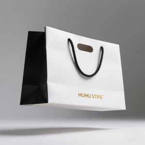 Sac de courses de luxe en papier kraft écologique avec poignées en ruban de coton et papier couché résistant pour supermarché et bijouterie - Product Image 3