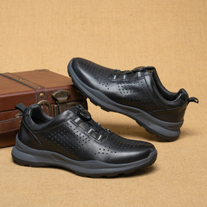 Chaussures bateau sportives en cuir véritable pour hommes, bout rond, semelle extérieure en caoutchouc respirante, pour le printemps et les loisirs - Product Image 2