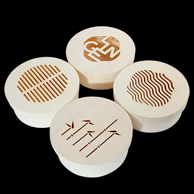 Presa di fabbrica scatola di imballaggio regalo per alimenti in legno intagliato vuoto in stile cinese con coperchio in legno stampato o incisione Laser