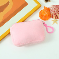 Étui pour écouteurs en peluche couleur unie, forme carrée, avec fermeture ouverte, couleur bonbon, simple, cadeau
