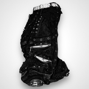 <span class=keywords><strong>Pantaloni</strong></span> <span class=keywords><strong>Cargo</strong></span> in Denim Nero Impermeabile da <span class=keywords><strong>Uomo</strong></span>, Stile Hip Hop Punk, Multi-zip, Y2K, Gotico, Streetwear, Gamba Larga con Fibbie Metalliche - Product Image 5