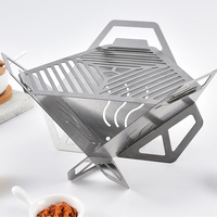 Grill de camping portable triangulaire en acier inoxydable pliable sur mesure pour barbecue, mini réchaud Lotus avec sac de rangement