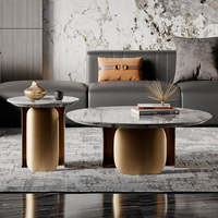 Ensemble de tables d'appoint Puruo de forme ronde pour salon, meubles design avec base en acier inoxydable et plateau en marbre, pour la décoration de la maison